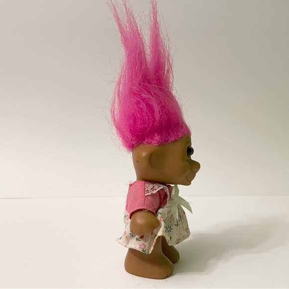 Vtg Troll Pink Hair Troll Doll with Floral Dress - Picture 9 of 16